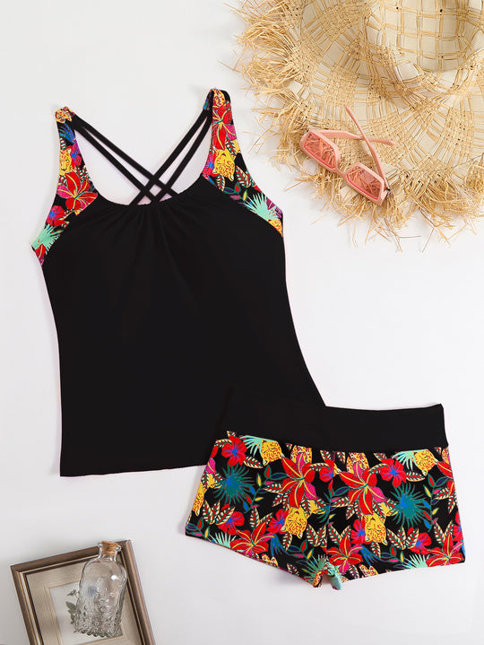 Damen Tankini-Set mit sportlichem Schnitt und floralem Design R&B