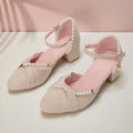 Damen Elegante Absatzsandalen mit zarter Perlenverzierung und komfortablem Blockabsatz R&B