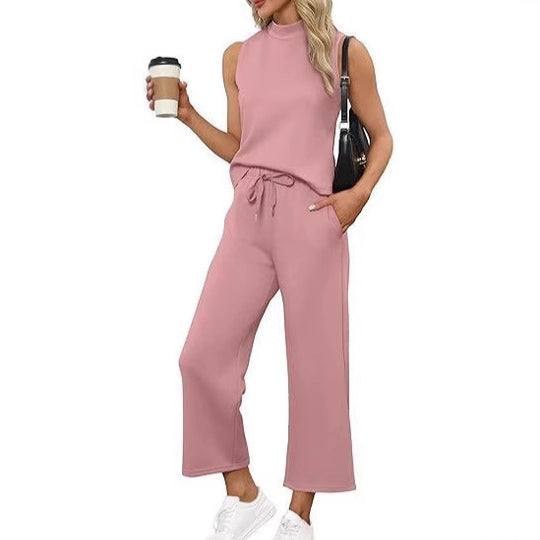Damen Jumpsuit mit hochgeschlossenem Design und weitem Bein R&B