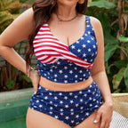 Damen Bunt bedruckter Crop-Top Bikini