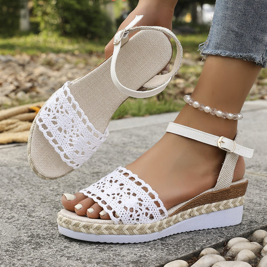 Damen Espadrilles mit elegantem Häkelmuster R&B