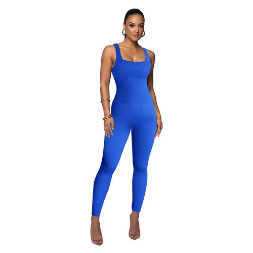 Damen Figurbetonter Strick-Jumpsuit mit Quadrat-Ausschnitt R&B
