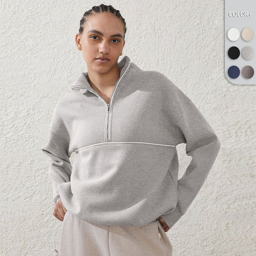 Damen Sportpullover mit hohem Kragen und Reißverschluss R&B