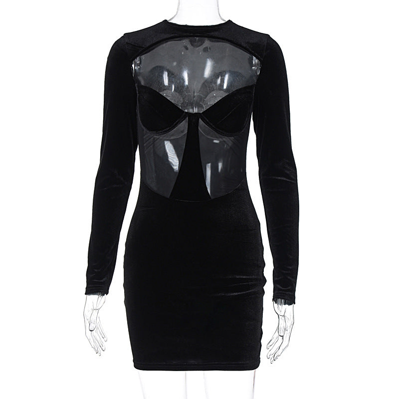 Damen Körperbetontes Kleid mit transparenten Einsätzen R&B
