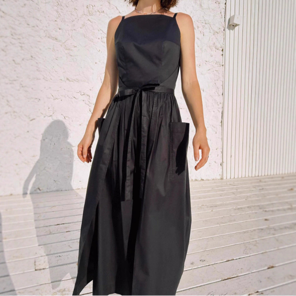 Damen Maxi-Kleid mit schwingendem Rock und praktischen Seitentaschen R&B