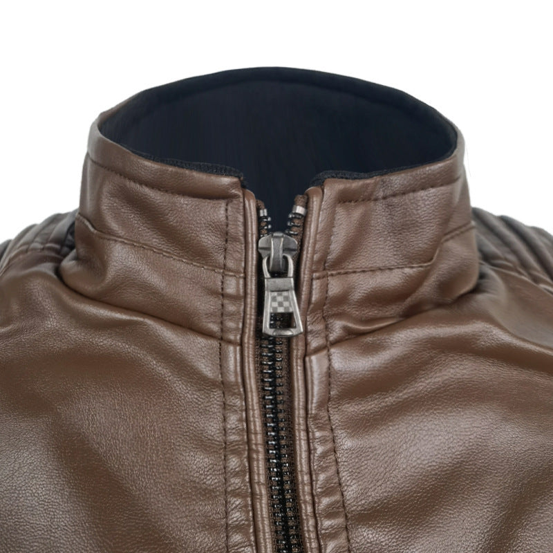 Herren Biker-Lederjacke mit Steppstruktur