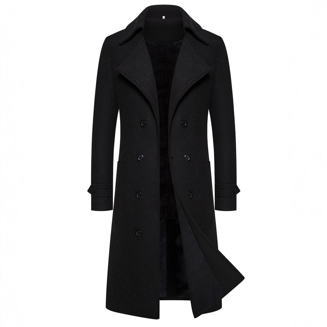Herren eleganter doppelreihiger Wollmantel R&B