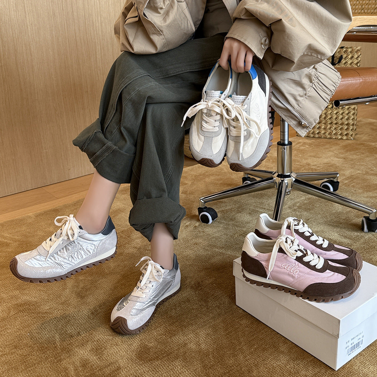 Damen Sportliche Sneakers mit atmungsaktiver Textil-Oberfläche und rutschfester Sohle