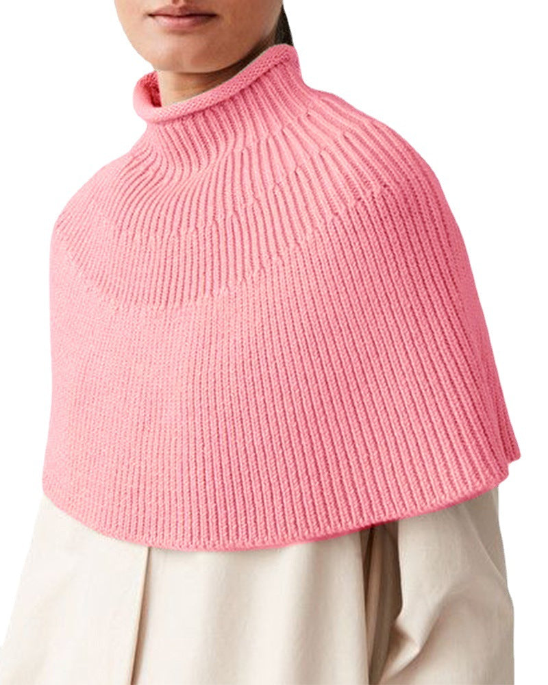Damen Strickcape mit hochgeschlossenem Kragen