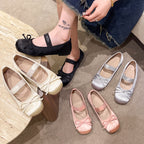 Damen elegante Ballerinas mit verstellbarem Riemen und Schleifenverzierung R&B