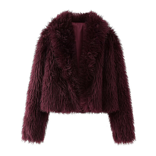 Damen Flauschige Jacke mit weichem Kunstfell R&B