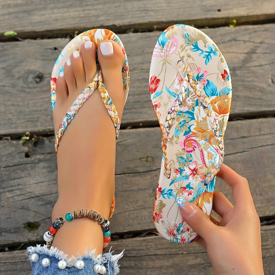 Damen Badesandalen mit geflochtenem Riemen und rutschfester Sohle R&B