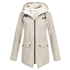 Damen wetterfeste und gefütterte Regenjacke mit verstellbarem Kapuzenkragen R&B