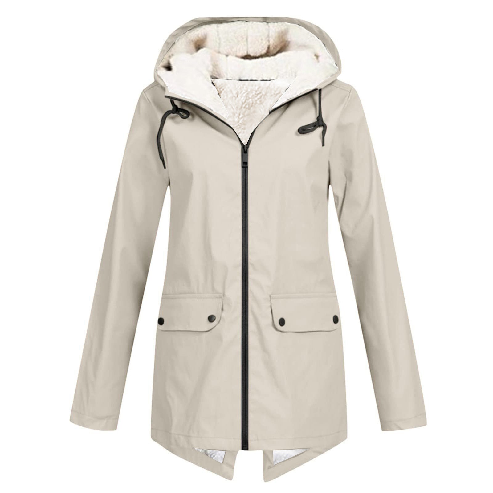 Damen wetterfeste und gefütterte Regenjacke mit verstellbarem Kapuzenkragen R&B
