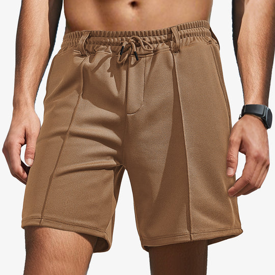 Herren nan knielange Sportshorts mit Netzstruktur, elastischem Tunnelzug und Gürtelschlaufen R&B