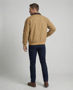 Herren lässige Workerjacke mit kontrastkragen Reißverschlussfront und Rippbündchen R&B