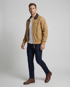 Herren lässige Workerjacke mit kontrastkragen Reißverschlussfront und Rippbündchen R&B