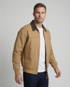 Herren lässige Workerjacke mit kontrastkragen Reißverschlussfront und Rippbündchen R&B