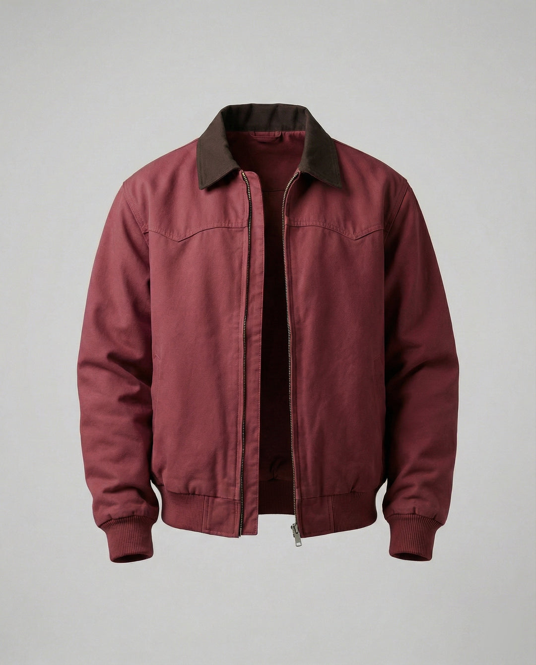 Herren lässige Workerjacke mit kontrastkragen Reißverschlussfront und Rippbündchen R&B