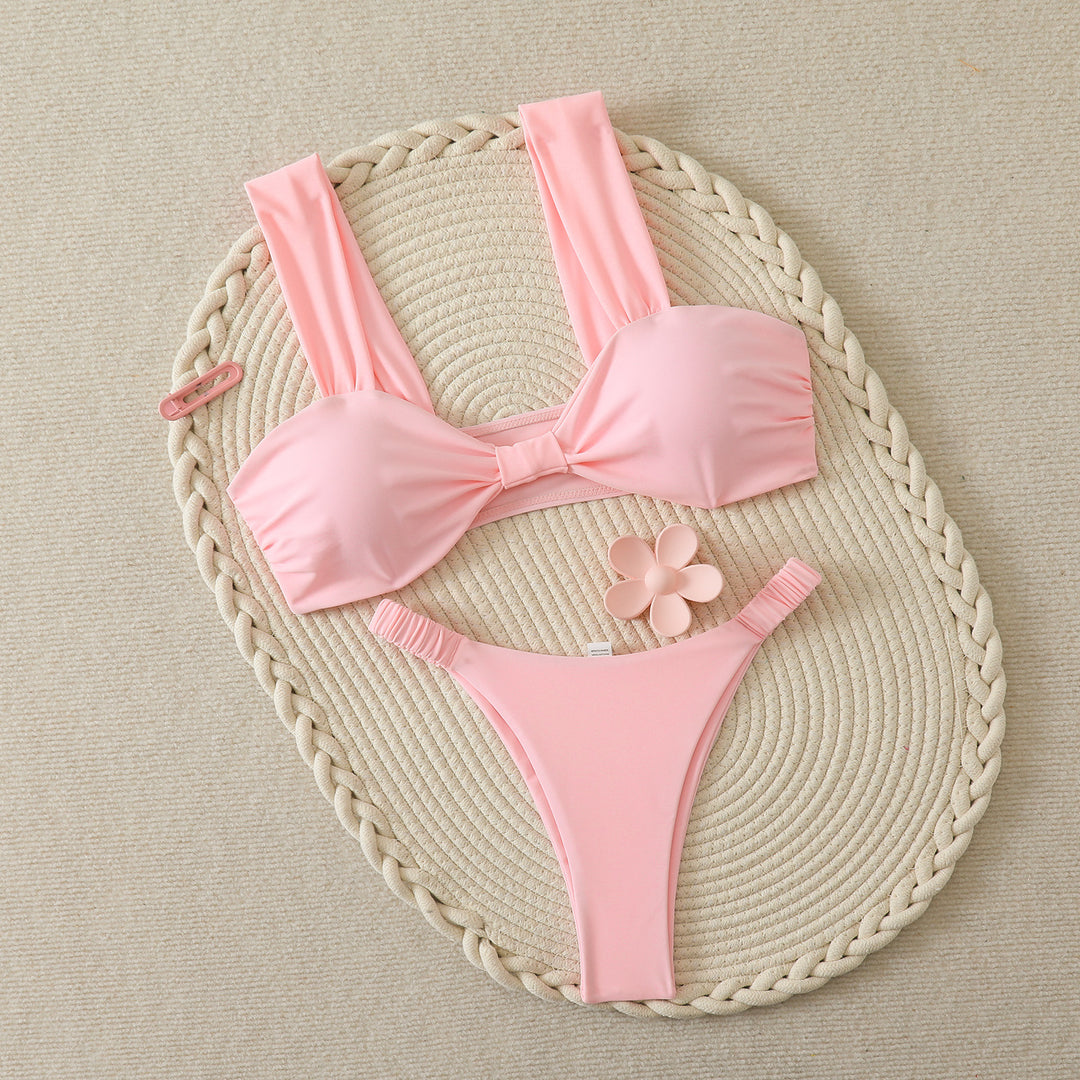 Damen Bandeau-Bikini mit breiten Trägern und eleganter Schleifenverzierung R&B