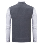 Herren elegante Strickweste mit klassischem Rautenmuster und praktischen Taschen R&B