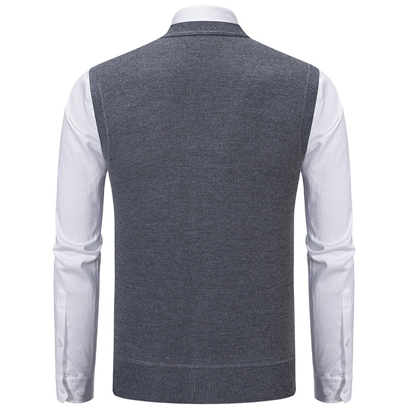 Herren elegante Strickweste mit klassischem Rautenmuster und praktischen Taschen R&B