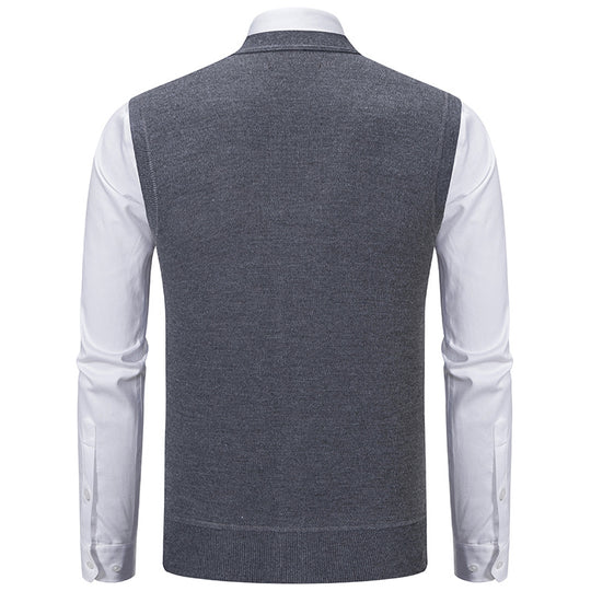 Herren elegante Strickweste mit klassischem Rautenmuster und praktischen Taschen R&B