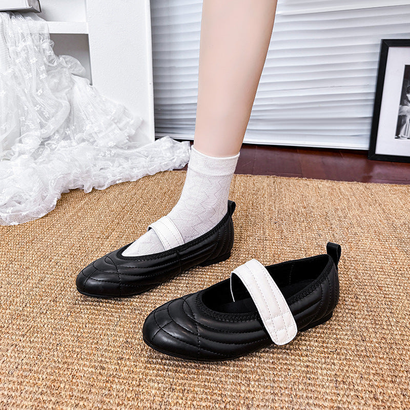 Damen Komfortable Ballerinas mit elastischem Riemen und gepolsterter Innensohle