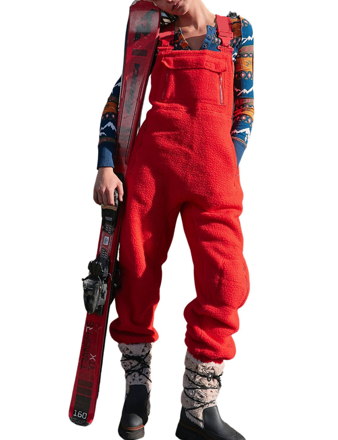 Damen Flauschiger Overall mit verstellbaren Trägern und Eingrifftaschen R&B
