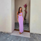 Damen figurbetontes Maxikleid mit ärmellosem Design und dezenter Drapierung R&B