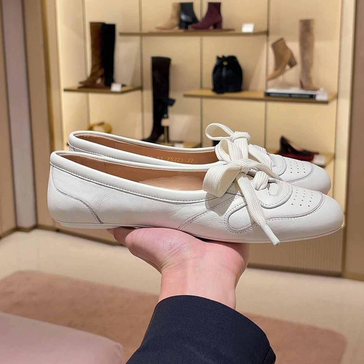 Damen Ballerinas mit modischem Schleifenakzent und hochwertigem Leder R&B