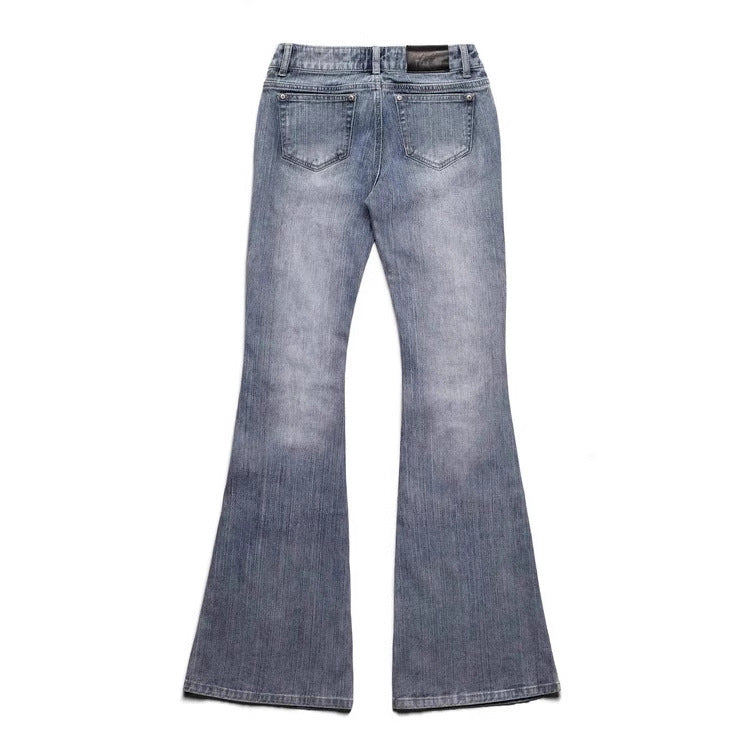 Damen Modische Bootcut-Jeans mit glitzernden Nieten R&B
