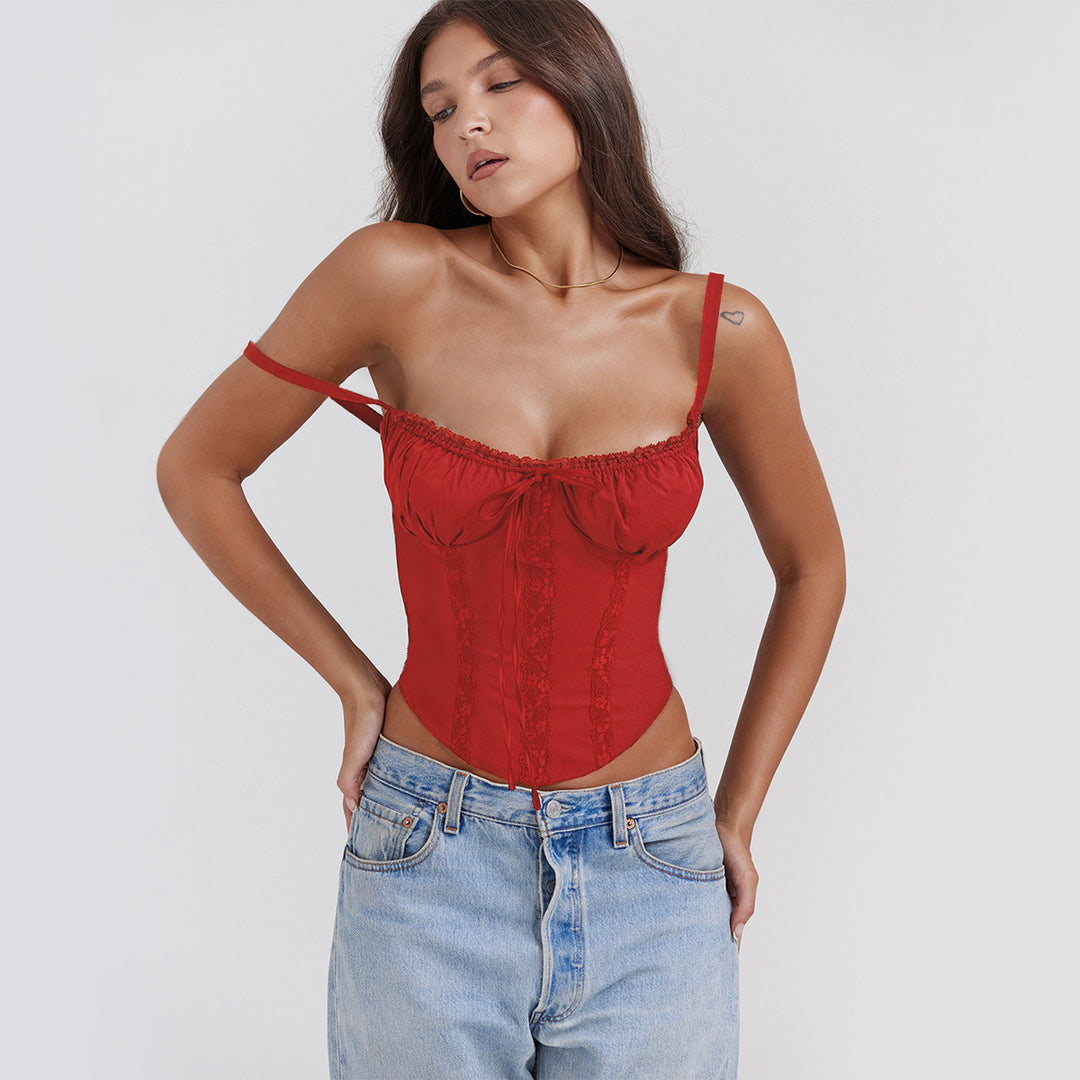 Damen Corsage-Top mit Rüschendetails und verstellbaren Trägern R&B