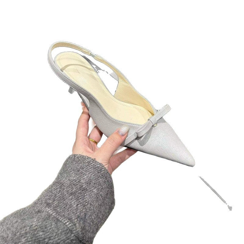 Damen elegante Slingback-Pumps mit feinem Riemchen und Schleifenapplikation R&B