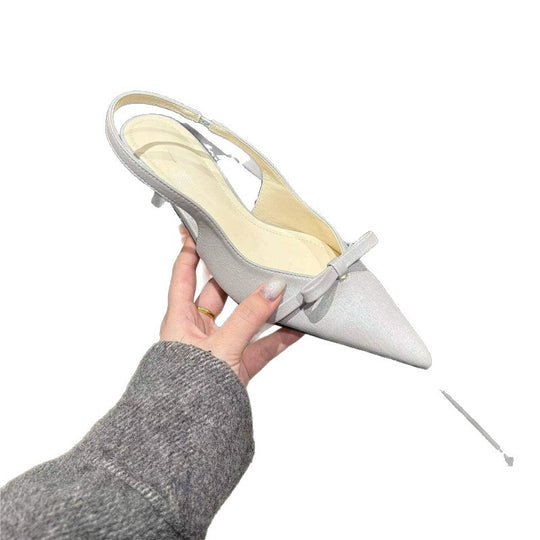 Damen elegante Slingback-Pumps mit feinem Riemchen und Schleifenapplikation R&B