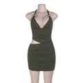 Damen Bandeau-Minikleid mit verführerischem Wickeldesign und tiefem Ausschnitt R&B