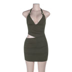 Damen Bandeau-Minikleid mit verführerischem Wickeldesign und tiefem Ausschnitt R&B
