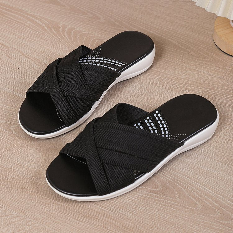 Damen Komfortable Clogs mit gekreuzten Riemen und stoßdämpfender Sohle R&B