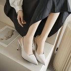 Damen Slingback-Pumps mit elegantem Krokodilleder-Look und schmalem Absatz R&B