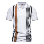 Herren Poloshirt mit modernen Streifen und atmungsaktiven Eigenschaften