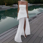 Damen Elegantes Abendkleid mit asymmetrischem Saum und verführerischem Schlitz R&B