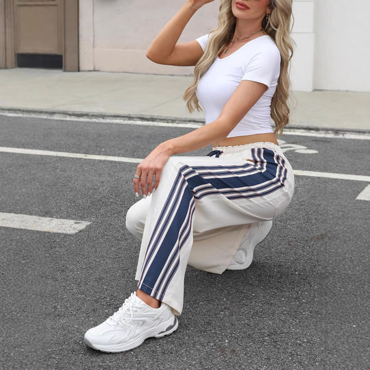 Damen Lässige Sporthose mit seitlichen Streifen R&B