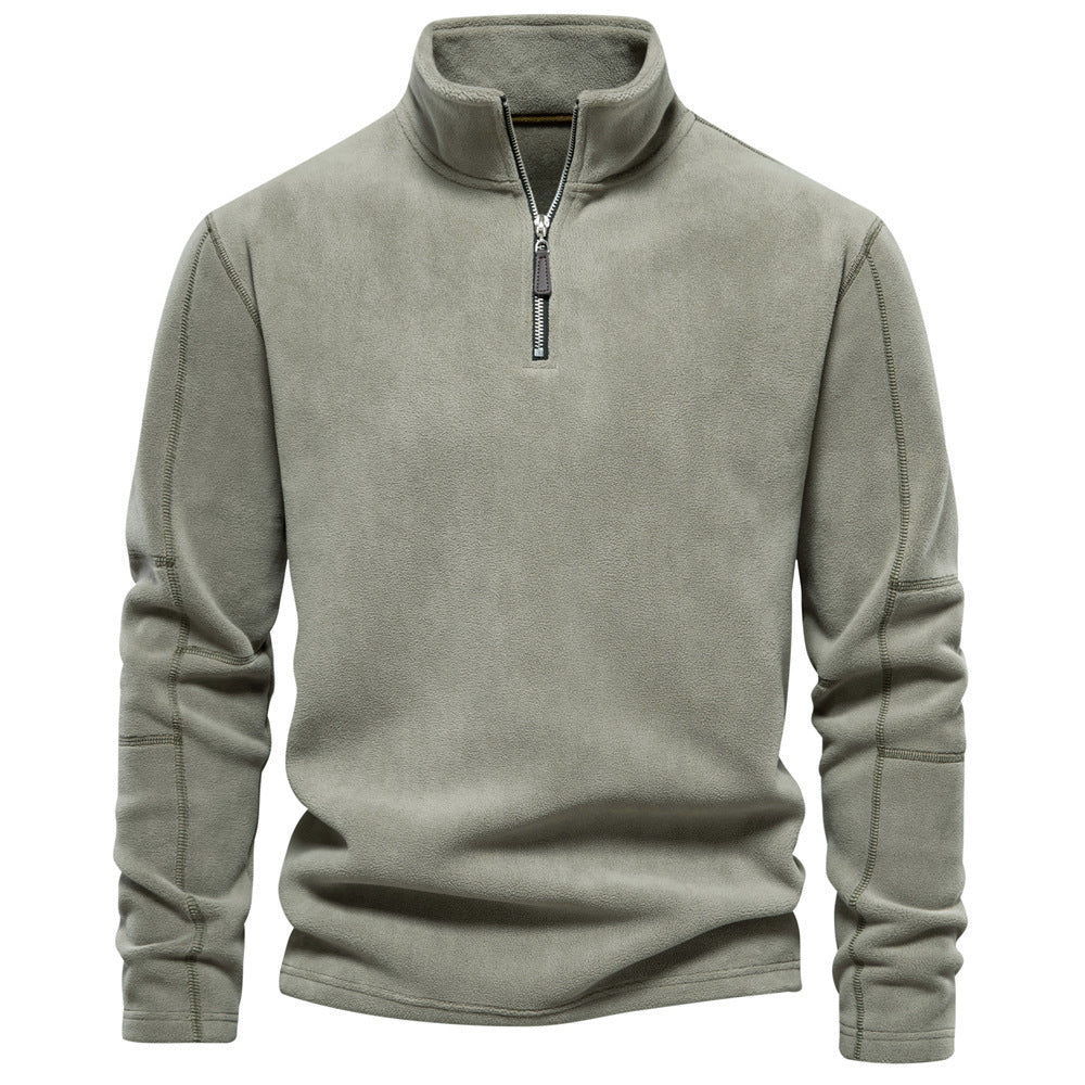 Herren nan leichter Fleece-Troyer mit Kurzreißverschluss und Stehkragen R&B