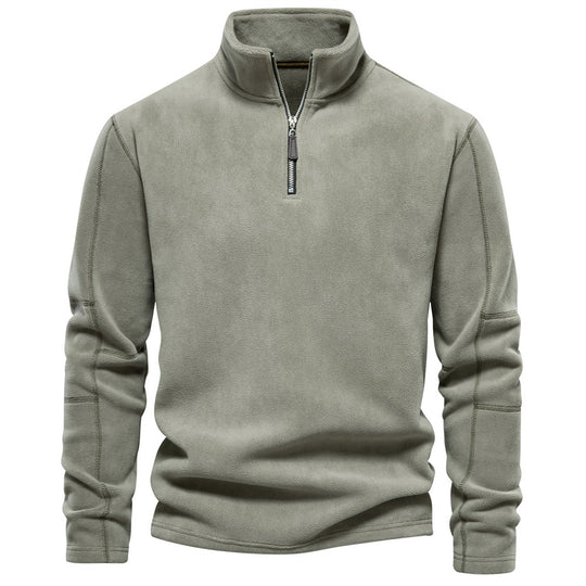 Herren nan leichter Fleece-Troyer mit Kurzreißverschluss und Stehkragen R&B