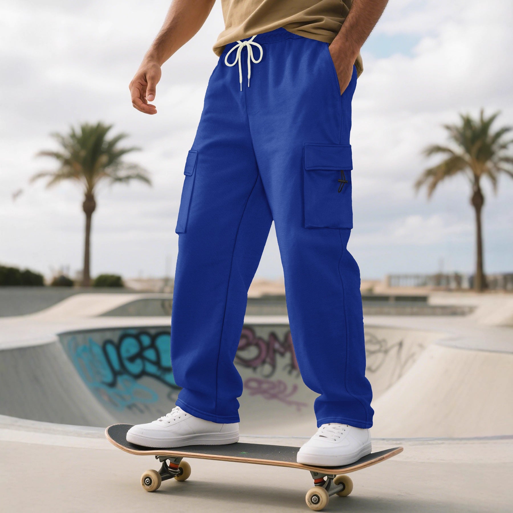 Herren Sportliche Cargo-Hose mit praktischen Taschen und elastischem Bund R&B