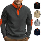 Herren sportlicher Pullover mit Viertelreißverschluss und stylischen Kontrastärmel R&B