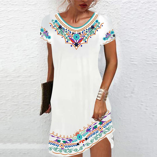 Damen Sommerliches Freizeitkleid mit kunstvollem Stickdesign R&B