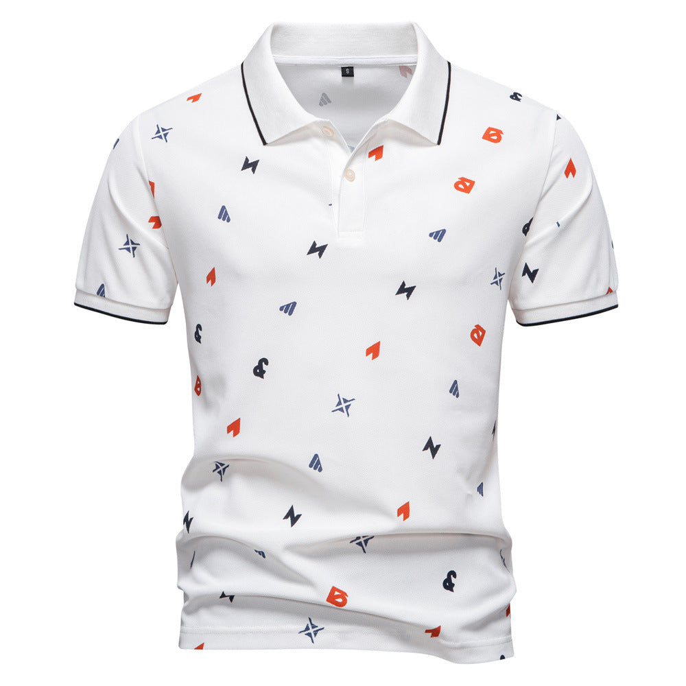 Herren Kurzarm Poloshirt mit hochwertigem Allover-Muster