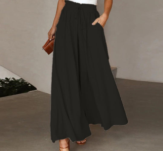 Damen Weite High-Waist-Hose mit elastischem Bund und praktischen Taschen R&B