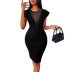 Damen figurbetontes Minikleid mit schickem V-Ausschnitt und Rüschendetails R&B